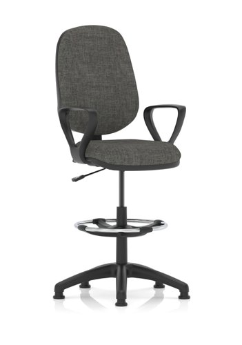 KC0244 Eclipse Plus I Lever Task Operator Chair Charcoal With Loop Arms With High Rise Draughtsman Kit