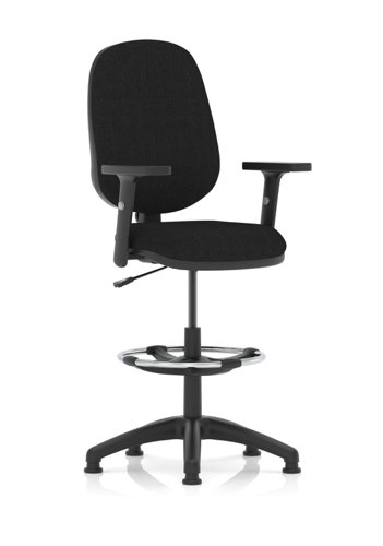 Eclipse I Lever Task Operator Chair Black With Height Adjustable Arms With Hi Rise Draughtsman Kit