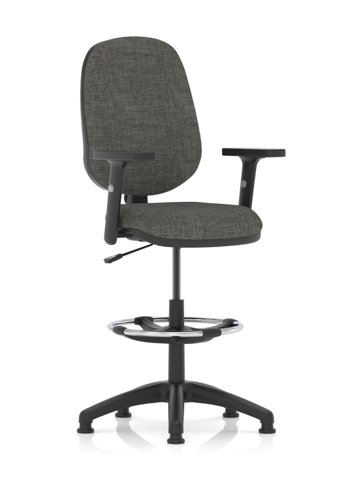 Eclipse Plus I Lever Task Operator Chair Charcoal With Height Adjustable Arms With High Rise Draughtsman Kit