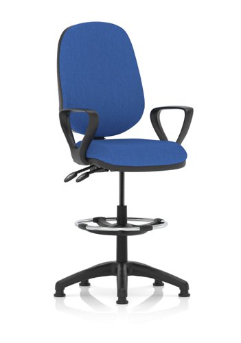 KC0255 Eclipse Plus II Lever Task Operator Chair Blue With Loop Arms With High Rise Draughtsman Kit