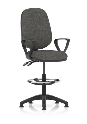 Eclipse Plus II Lever Task Operator Chair Charcoal With Loop Arms With High Rise Draughtsman Kit | KC0256 | Dynamic