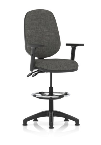 KC0260 Eclipse Plus II Lever Task Operator Chair Charcoal With Height Adjustable Arms With High Rise Draughtsman Kit