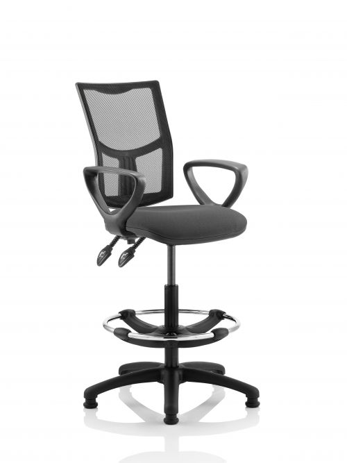 Eclipse II Lever Task Operator Chair Mesh Back With Charcoal Seat With loop Arms With Hi Rise Draughtsman Kit