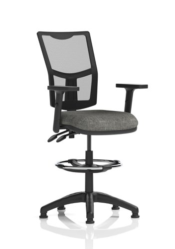 KC0271 Eclipse Plus II Lever Task Operator Chair Mesh Back With Charcoal Seat With Height Adjustable Arms With High Rise Draughtsman Kit