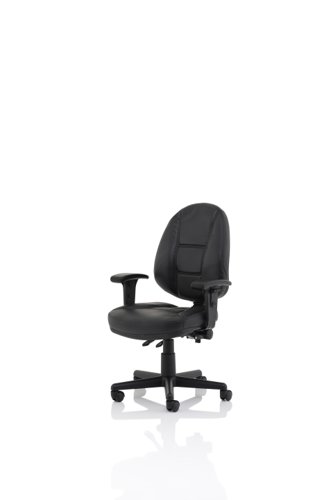 Jackson Black Leather Chair with Height Adjustable Arms KC0284 Dynamic