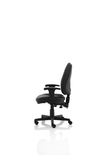 Executive Chair With Height Adjustable Arms, Jackson Black Leather High Back Executive Chair