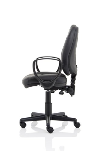 KC0292 Jackson Black Leather High Back Executive Chair with Loop Arms
