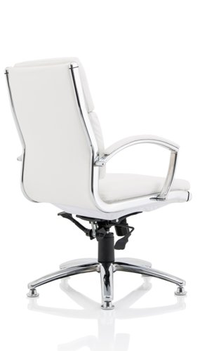 Classic Executive Chair Medium Back White With Arms With Chrome Glides