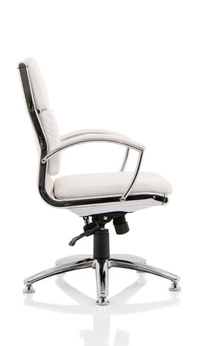KC0293 Classic Executive Chair Medium Back White With Arms With Chrome Glides