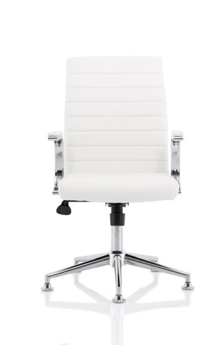 Ezra Executive White Leather Chair with Chrome Glides  KC0294