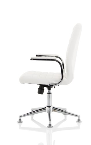 Ezra Executive White Leather Chair with Chrome Glides  KC0294