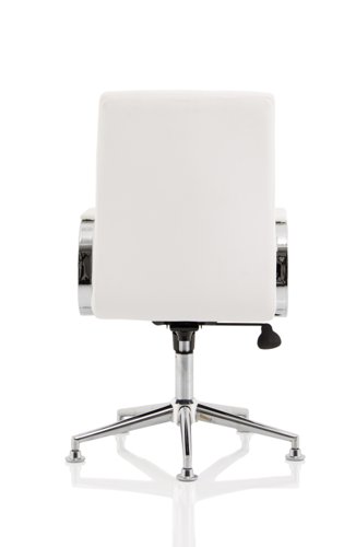 Ezra Executive White Leather Chair with Chrome Glides