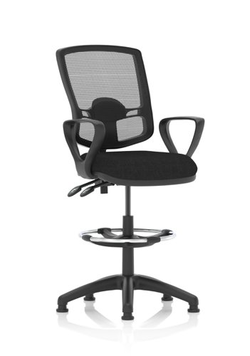Eclipse Plus II Lever Task Operator Chair Mesh Back Deluxe With Black Seat With loop Arms With Hi Rise Draughtsman Kit