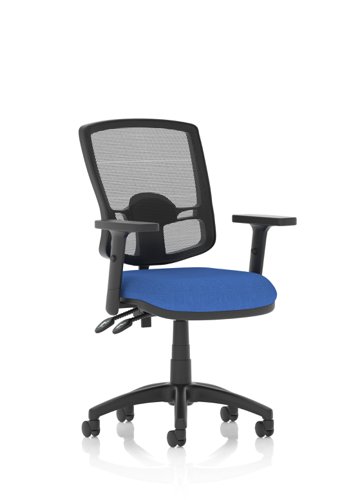 Eclipse Plus II Lever Task Operator Chair Mesh Back Deluxe With Blue Seat With Height Adjustable Arms