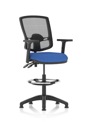 Eclipse Plus II Lever Task Operator Chair Mesh Back Deluxe With Blue Seat With Height Adjustable Arms With Hi Rise Draughtsman Kit