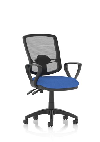 KC0310 Eclipse Plus II Lever Task Operator Chair Mesh Back Deluxe With Blue Seat With loop Arms