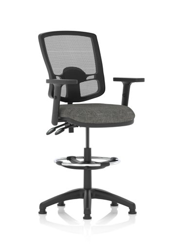 Eclipse Plus II Lever Task Operator Chair Deluxe Mesh Back With High Rise Draughtsman Kit With Height Adjustable Arms Charcoal