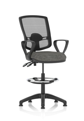 KC0317 Eclipse Plus II Lever Task Operator Chair Mesh Back Deluxe With Charcoal Seat With loop Arms With High RiseDraughtsman Kit