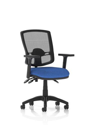 Eclipse Plus III Deluxe Medium Mesh Back Task Operator Office Chair Blue Seat With Height Adjustable Arms - KC0402