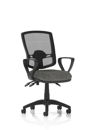 Eclipse Plus III Deluxe Medium Mesh Back Task Operator Office Chair Charcoal Seat With Loop Arms - KC0406