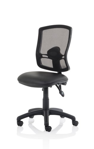 82202DY - Eclipse Plus 3 Deluxe Mesh Back Chair Black with Soft Bonded Leather Seat KC0425