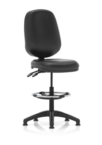 Dynamic Eclipse Plus II Medium Back Soft Bonded Leather Task Operator Office Chair Without Arms and With Hi Rise Draughtsman Kit Black - KC0427 Office Chairs 42076DY