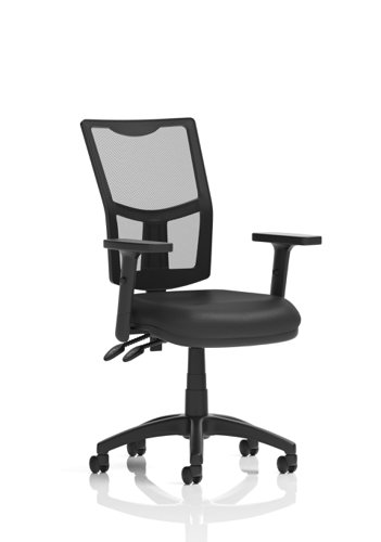 Dynamic Eclipse Plus II Medium Mesh Back and Soft Bonded Leather Seat Task Operator Office Chair With Height Adjustable Arms Black - KC0434
