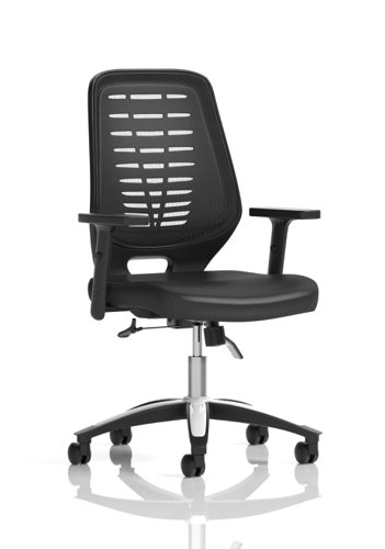 Relay Task Operator Chair Leather Seat Black Back With Height Adjustable Arms