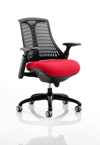 KCUP0281 | The Flex uses modern materials to create a chair that is practical and innovative with features such as pliable and flexible backrest, adjustable gel padded arms, a large cushioned seat with waterfall front and an enclosed mechanism.