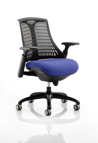 Flex Task Operator Chair Black Frame Black Back Bespoke Colour Seat Stevia Blue Dynamic
