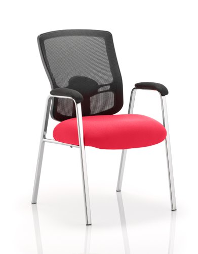 KCUP0449 | The vast and versatile Portland chair range is further extended with a choice of quality static seating. They are equipped with arms, chrome undercarriage and airmesh seat upholstery. This complementing range is suitable for the conference and visitor environments. 