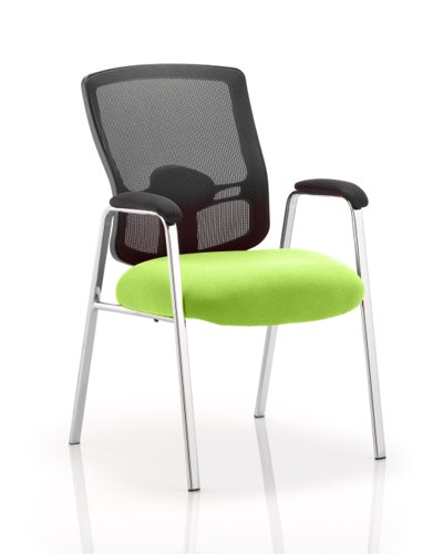 KCUP0450 | The vast and versatile Portland chair range is further extended with a choice of quality static seating. They are equipped with arms, chrome undercarriage and airmesh seat upholstery. This complementing range is suitable for the conference and visitor environments. 