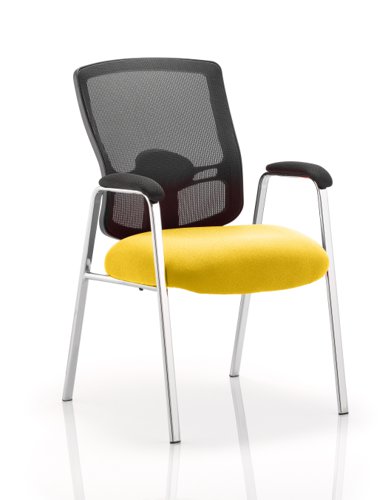 KCUP0453 | The vast and versatile Portland chair range is further extended with a choice of quality static seating. They are equipped with arms, chrome undercarriage and airmesh seat upholstery. This complementing range is suitable for the conference and visitor environments. 