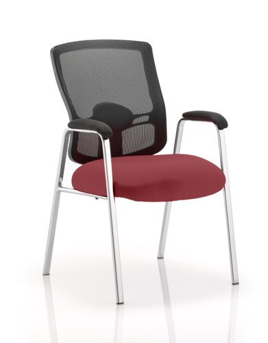 KCUP0454 | The vast and versatile Portland chair range is further extended with a choice of quality static seating. They are equipped with arms, chrome undercarriage and airmesh seat upholstery. This complementing range is suitable for the conference and visitor environments. 
