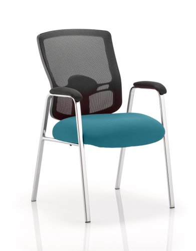 KCUP0455 | The vast and versatile Portland chair range is further extended with a choice of quality static seating. They are equipped with arms, chrome undercarriage and airmesh seat upholstery. This complementing range is suitable for the conference and visitor environments. 