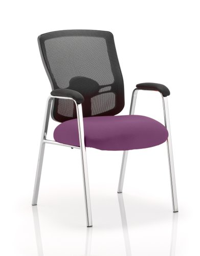 KCUP0456 | The vast and versatile Portland chair range is further extended with a choice of quality static seating. They are equipped with arms, chrome undercarriage and airmesh seat upholstery. This complementing range is suitable for the conference and visitor environments. 