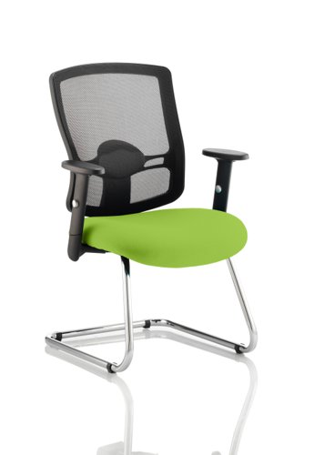 KCUP0466 | The vast and versatile Portland chair range is further extended with a choice of quality static seating. They are equipped with arms, chrome undercarriage and airmesh seat upholstery. This complementing range is suitable for the conference and visitor environments. 