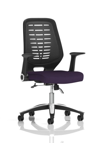 Relay Task Operator Chair Bespoke Colour Black Back Tansy Purple With Folding Arms