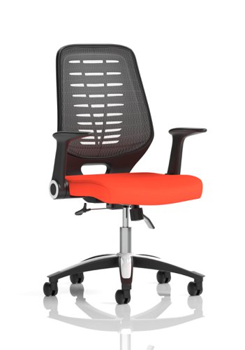 Relay Task Operator Chair Bespoke Colour Silver Back Tabasco Orange With Folding Arms
