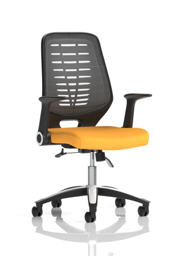 Relay Task Operator Chair Bespoke Colour Silver Back Senna Yellow With Folding Arms