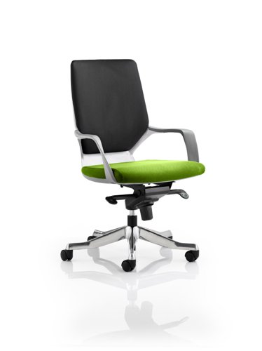 Xenon Executive White Shell Medium Back Bespoke Colour Seat Myrrh Green