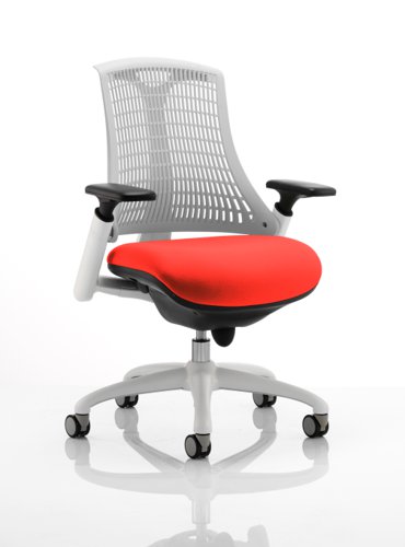 Flex Task Operator Chair White Frame White Back Bespoke Colour Seat Orange