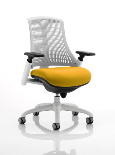 Flex Task Operator Chair White Frame White Back Bespoke Colour Seat Yellow