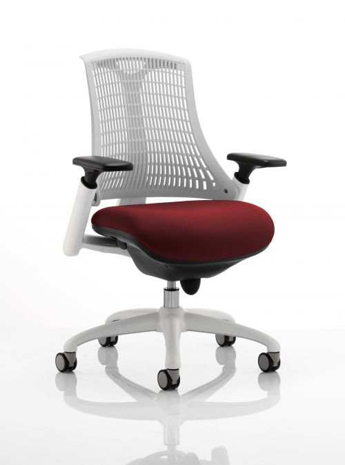Flex Task Operator Chair White Frame White Back Bespoke Colour Seat Ginseng Chilli
