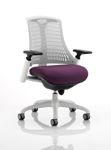Flex Task Operator Chair White Frame White Back Bespoke Colour Seat Purple