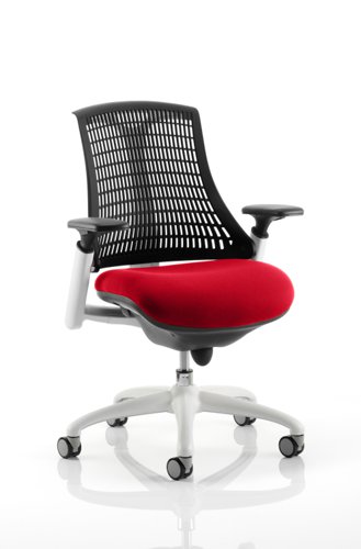 Flex Task Operator Chair White Frame Black Back Bespoke Colour Seat Bergamot Cherry Dynamic