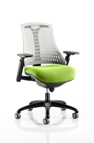 KCUP0762 Flex Task Operator Chair Black Frame White Back Bespoke Colour Seat Myrrh Green