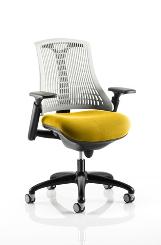 Flex Task Operator Chair Black Frame White Back Bespoke Colour Seat Senna Yellow Dynamic