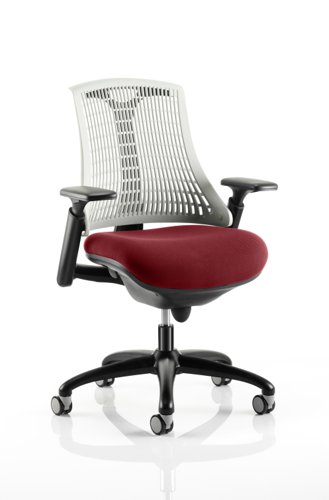 Flex Task Operator Chair Black Frame White Back Bespoke Colour Seat Ginseng Chilli