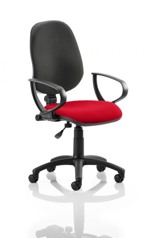 Eclipse I Lever Task Operator Chair Black Back Bespoke Seat With Loop Arms In Post Box Red